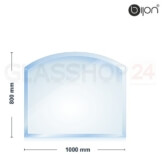 bijon® - 8mm Kamin Glasbodenplatte - Segmentbogen 800x1000x8mm -18mm Facette - 1